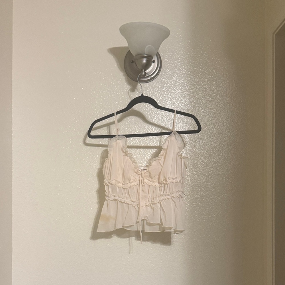 Privy Cream Ruffle Crop Top